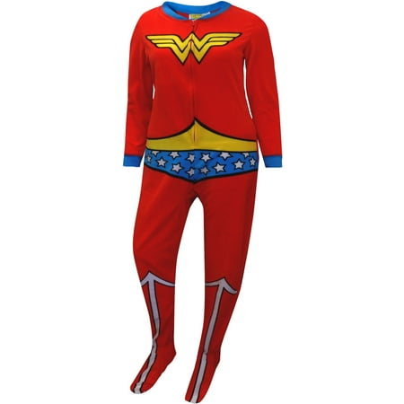 Wonder Woman Fleece Junior Cut One Piece Footie Pajama