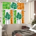thumbnail image 3 of Green Leaves Kitchen Curtain Valance and Tiers Set of 3 Window Decorations Rod Pocket Cafe Bar Window Curtains Drapes,Easy to Install,Happy St Patrick Day Curtain Tier & Valance Set,Size M, 3 of 4