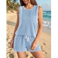 thumbnail image 3 of Ekouaer Two Piece Summer Outfits 2 Piece Sets Cruise Lounge Set Sleeveless Tank & Shorts Pajama Set with Pockets, 3 of 6