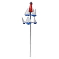 thumbnail image 3 of Molinos de viento de metal con diseño de velero, colores brillantes, faro, decoración de velero, escultura artística de viento para patio y jardín., 3 of 14