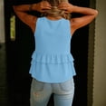 thumbnail image 5 of Babydoll Tank Tops Womens Deep V Neck Sleeveless Ruffle Peplum Flowy Blouse Cute Summer Dressy Casual Cute Going Out Top for Women Cotton Linen Light Blue S, 5 of 5