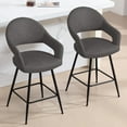 thumbnail image 2 of ANMINY Swivel Bar Stools PU Leather Upholstered Modern Bar Chairs, Set of 2, 26" Counter Height Bar Stools with Hollow Back Island Stools for Home Bar Kitchen Pub, 2 of 11