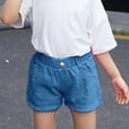 thumbnail image 3 of Mercatoo Kids Denim Shorts with Pocket Girls Solid Color High Waist Elastic Ripped Jeans Girls Outdoor Casual Clothes, 3 of 3