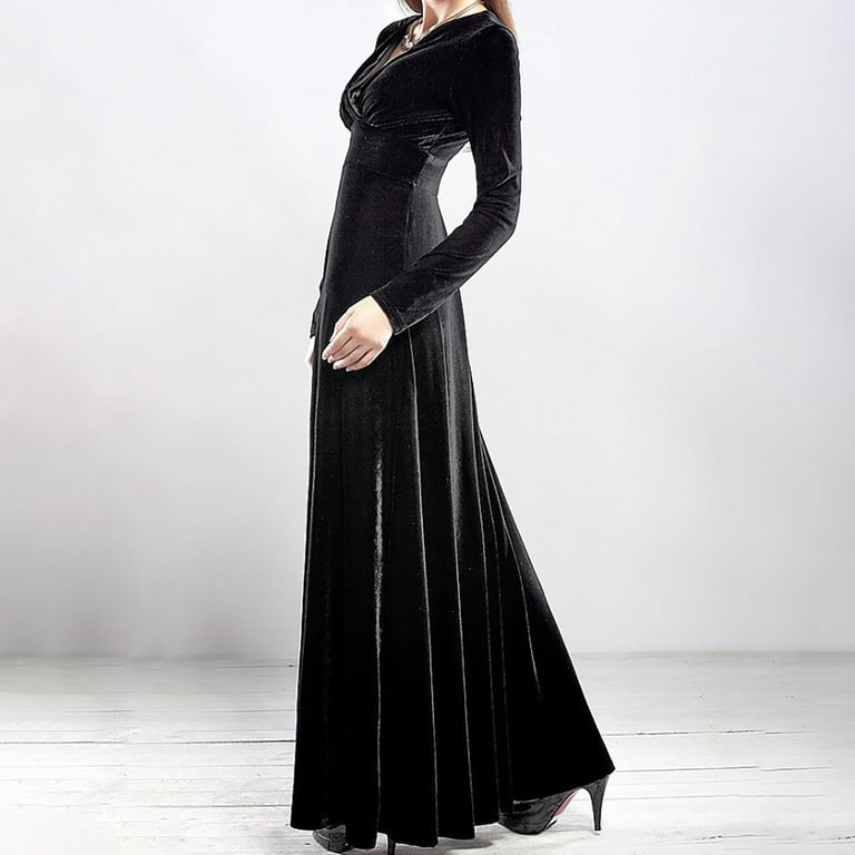 Women's Autumn Winter Gold Velvet V-Neck Solid Color Long-sleeved Party Dress, Black, Size XXL - Walmart.com Women's Autumn Winter Gold Velvet V-Neck Solid Color Long-sleeved Party Dress, Black, Size XXL - Walmart.com