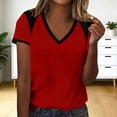 thumbnail image 5 of Craaazy Women's Summer Short Sleeve T Shirts Loose Fit V Neck Raglan Color Block Casual Blouses Gift, 5 of 6