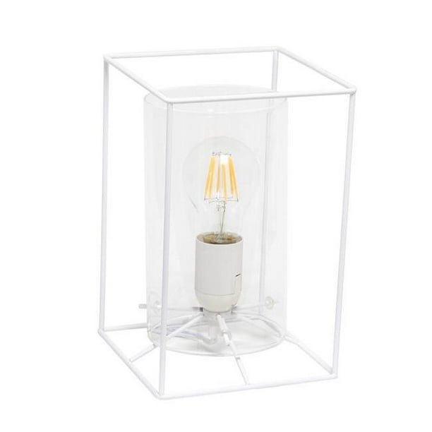 Lalia Home Lht 5059 Wh White Framed Table Lamp With Clear Cylinder Glass Shade 44 Small Walmart Com Walmart Com