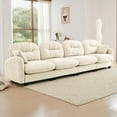 thumbnail image 4 of 140" Chenille Cloud Sectional Couches for Living Room, Cream Fluffy Modular Cloud Couch Sectional, Beige 4 Seater Sofa, Sofas para Sala, Big Comfy Couch Set with Deep Seat, 4 of 11