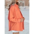thumbnail image 2 of Women's Oversized Denim Jacket Casual Long Sleeve Denim Shirts Distresse Jean Jacket Fall Outfits, 2 of 7