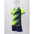 thumbnail image 3 of inlzdz Boys Sport Tracksuit Football Soccer Jersey Training Workout Sportwear Short Sleeve T-shirts Fluorescent Green 3XS, 3 of 7