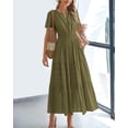 thumbnail image 2 of Vestido casual BTFBM para mujer, verano 2025, cuello en V, verde militar, 2 of 9