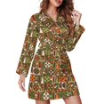 thumbnail image 1 of Mid-Century Print Pajama Robe V Neck Abstract Turquoise Retro Sleepwear Lady Long Sleeve Soft Pajamas Robes Spring Room Dresses, 1 of 5