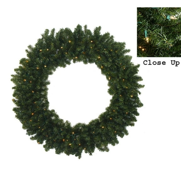 Northlight PVC Prelit Pine Clear Incandescent Corded Commercial Artificial Canadian Christmas Wreath, 72" (Green)