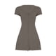 thumbnail image 4 of Vestido de manga corta con cuello en V y botones, de punto elástico y color liso - Punto elástico, falda femenina, elegancia del cuello en V, 4 of 5