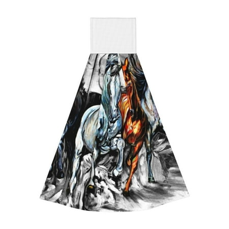 

Ocsxa Four Running Horses for Hand Towels Hand Wipes with Velcro Soft and Fast Absorbent Hanging Towels Reusable Cleaning Cloth for Kitchen/Bathroom/Laundryroom 14x18In