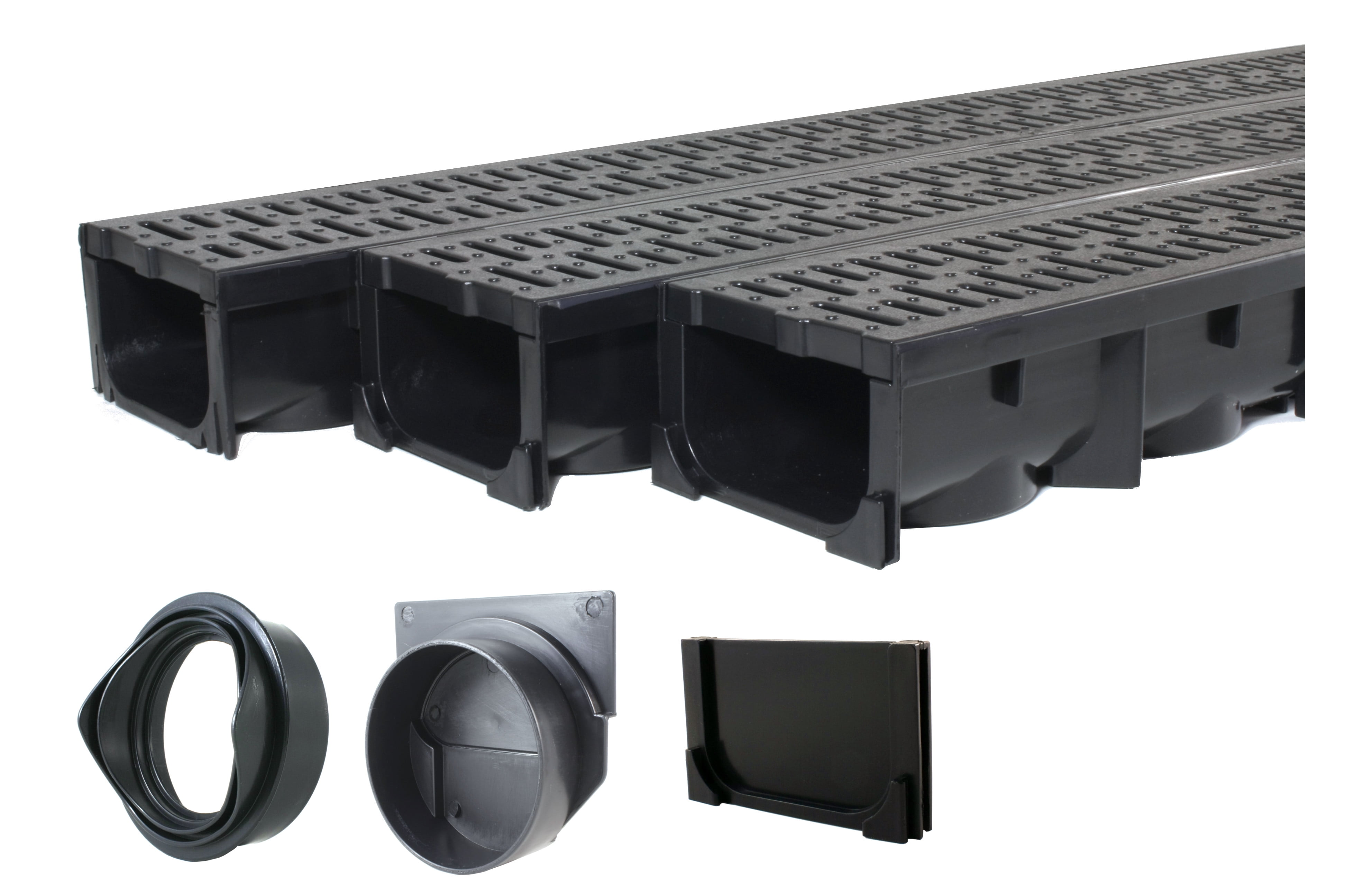 Drainage Trench Channel Drain With Grate Black Plastic 3 X