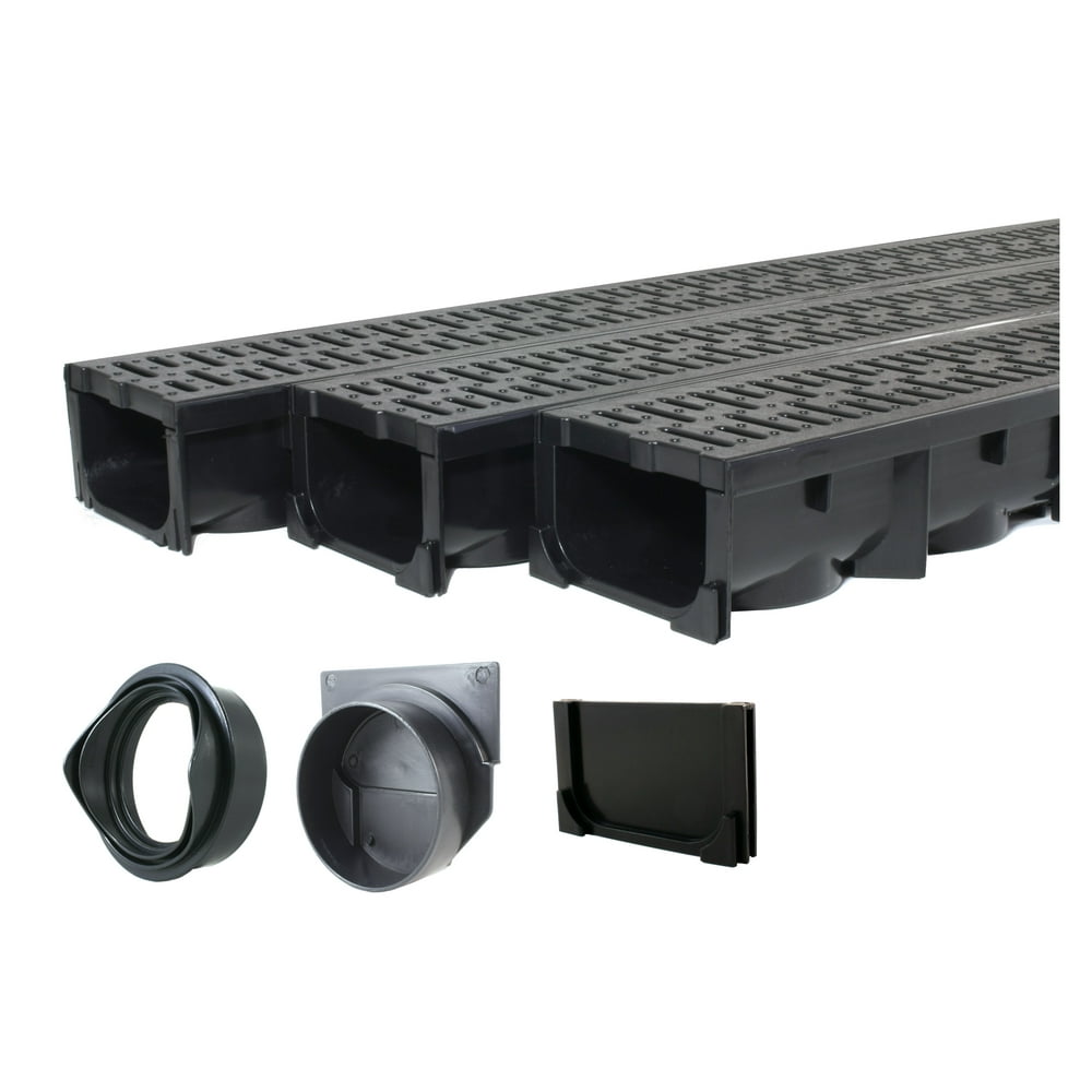 Drainage Trench - Channel Drain With Grate - Black Plastic - 3 x 39 ...
