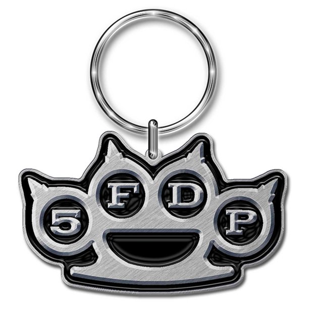 Five Finger Death Punch - Llavero Diseño Logotipo de Relleno de Esmaltado (Plateado, Negro)