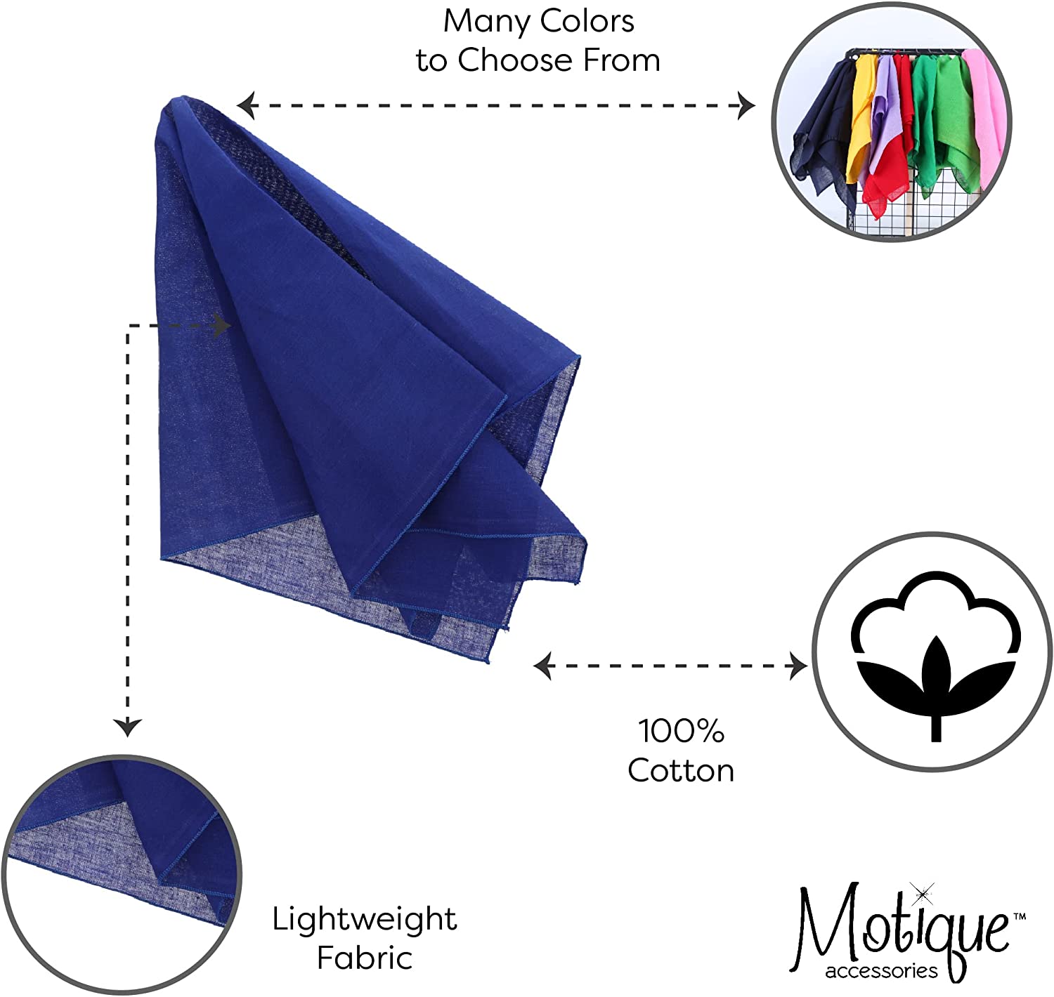 Motique Accessories Masculino Bandana Sólida Extra Grande 27 X