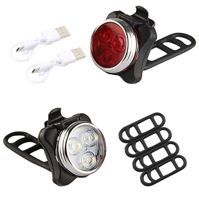 Dpityserensio USB Rechargeable XPE Bike Front Rear Lights LED Riding Lamp