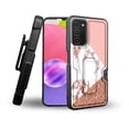 thumbnail image 1 of ANJ+ Rugged Shockproof Holster Case Card Slot Kickstand + Tempered Glass Cover for Samsung Galaxy A03s - Abstract Marble, 1 of 5
