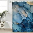 thumbnail image 4 of Abstract Art Shower Curtain Set ，Waterproof Fabric Shower Curtains Navy Blue Marble Stone Gold Cracks Modern Shower Curtains for Bathroom,Bathroom Decor 72"x72", 4 of 6