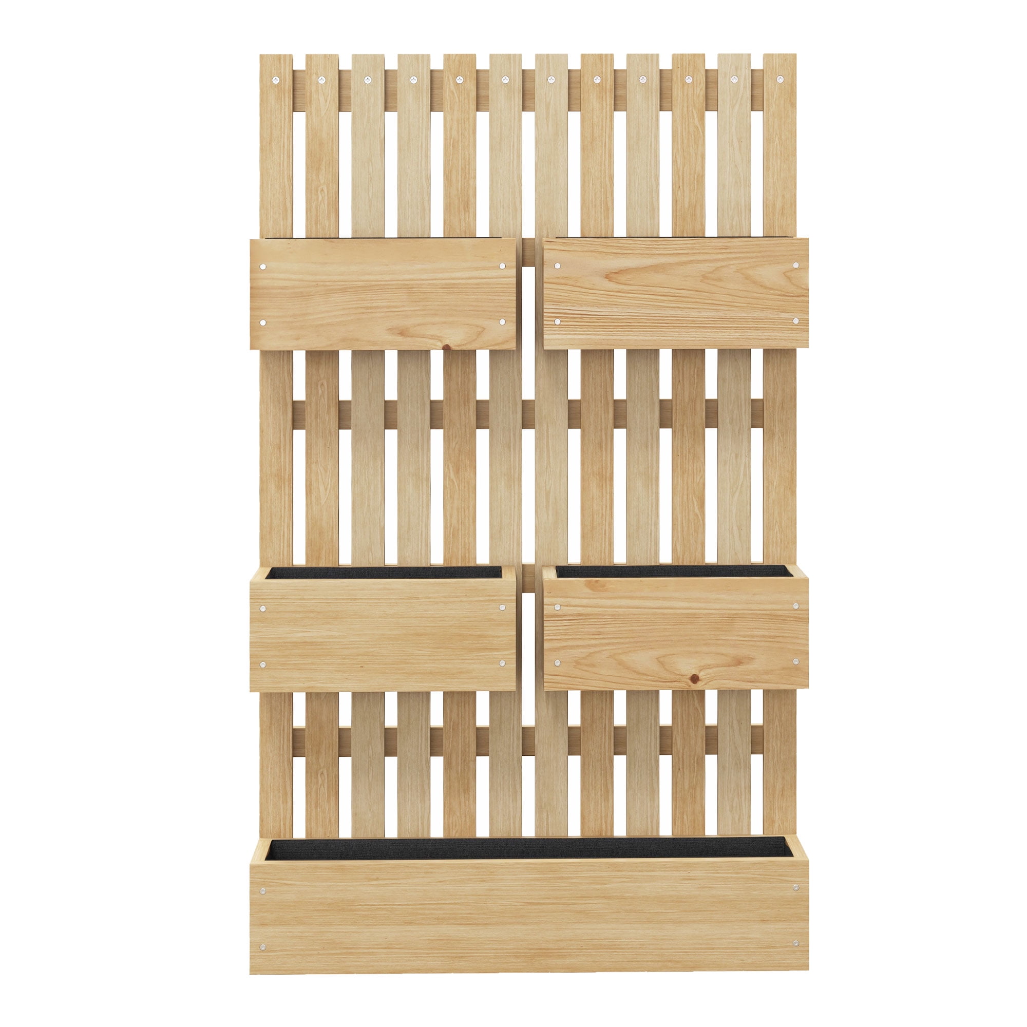 AsterOutdoor 5 Box Raised Garden Bed Wooden Planter Box with Trellis Adjustable 39" Tall Vine Climbing Plant Wall Garden Set Natural Wood
