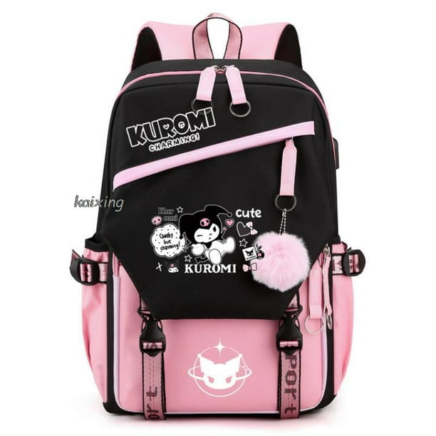 Melody Kuromi Cosplay Backpack USB Charge Laptop Big School Bags Rucksack Women Men Backbag Travel Daypacks Male Leisure Bags qiuyongming unisex