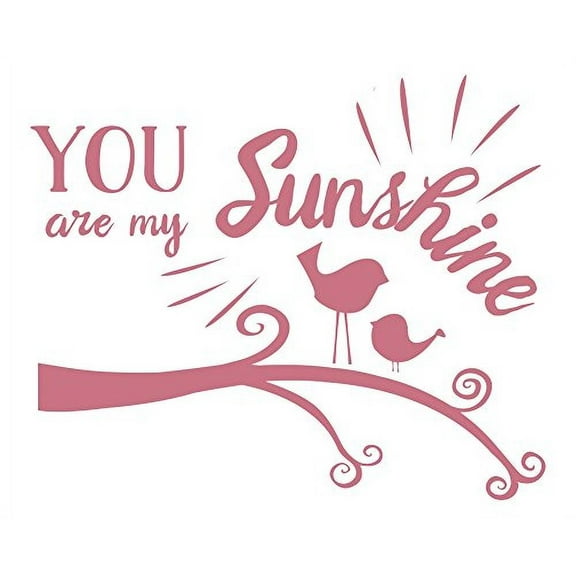 Wall Decor Plus More WDPM3765 You are My Sunshine Birds and Branch Graphics for Kids Room Wall Art Decal Stickers 28 x 23 Lipstick Pink