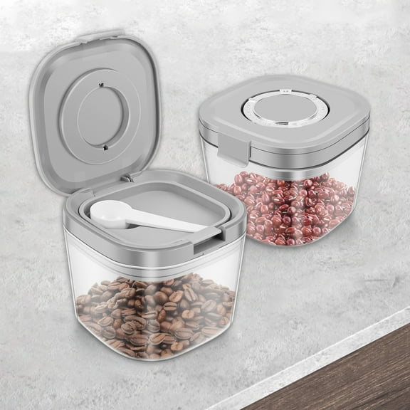 Grusce 2pcs Airtight Coffee Canister with Scoop Stackable Coffee Storage Container Multifunctional Food Storage Jar for Grounds Tea Sugar Flour Cereal