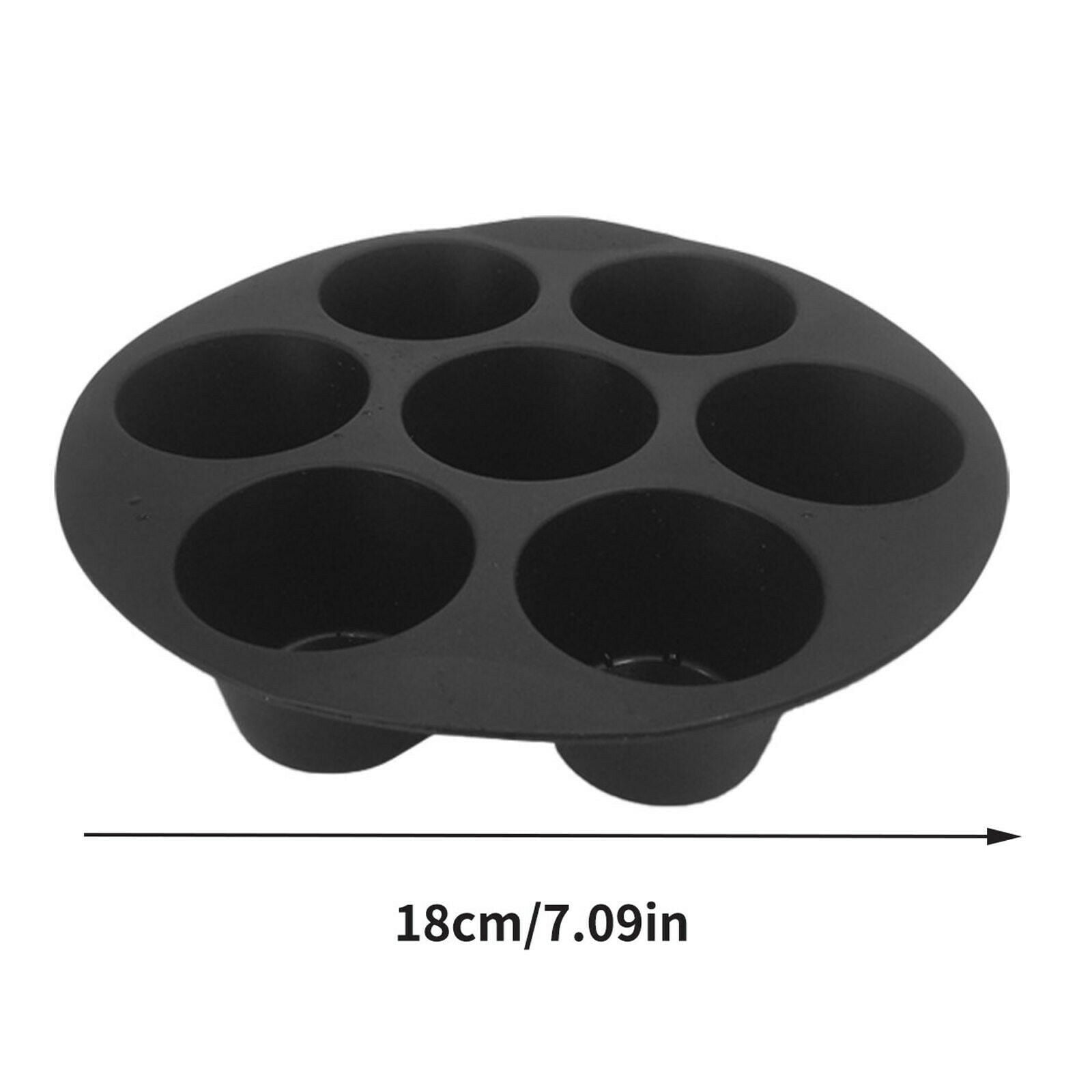 QuanTara 7in Round Silicone Muffin Cups, 6-Cavity Air Fryer Cake Pan, Non-Stick Reusable Baking Cups for Muffins, Cupcakes & Chocolate