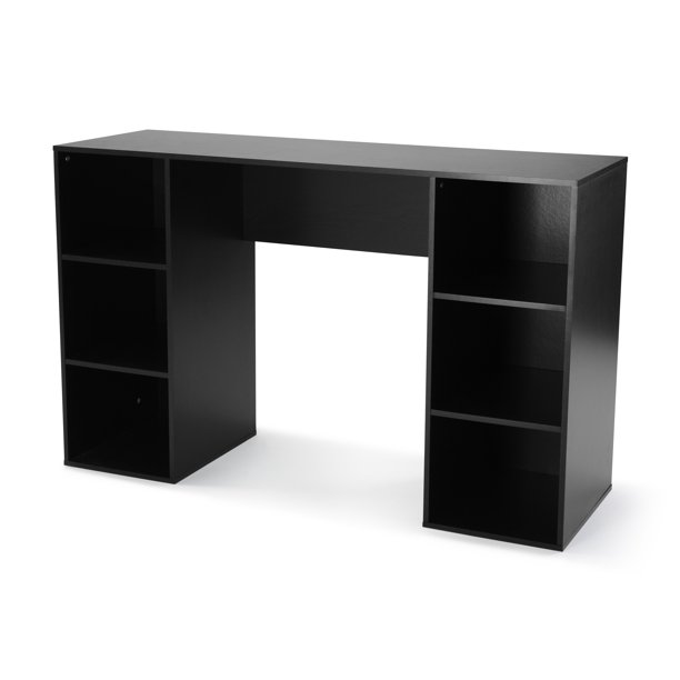 Mainstays 6Cube Storage Computer Desk, True Black Oak
