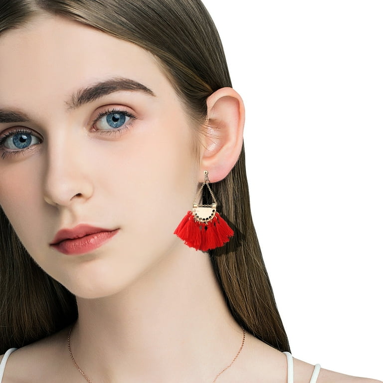 Fringe clip on earrings shop