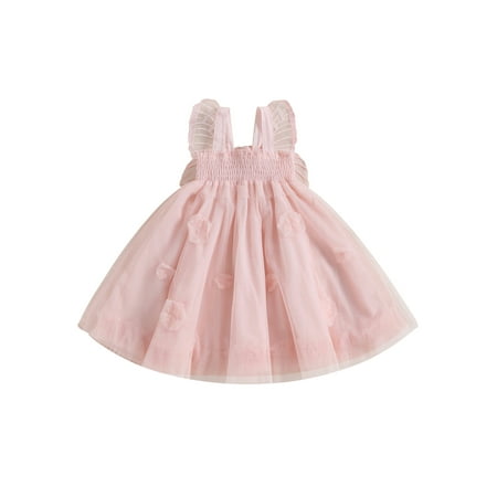 

Xingqing Toddler Baby Girl Butterfly Wings Dress Kids Girls Tulle Butterfly Wing Princess Sleeveless Birthday Tutu Party Dress Pink 2-3 Years