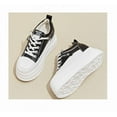 thumbnail image 6 of Women's platform shoes 8cm Heightening Slim Genuine leather Non-slip Lightweight Lace-up Student sports shoes female Casual shoes new black\White, 6 of 8