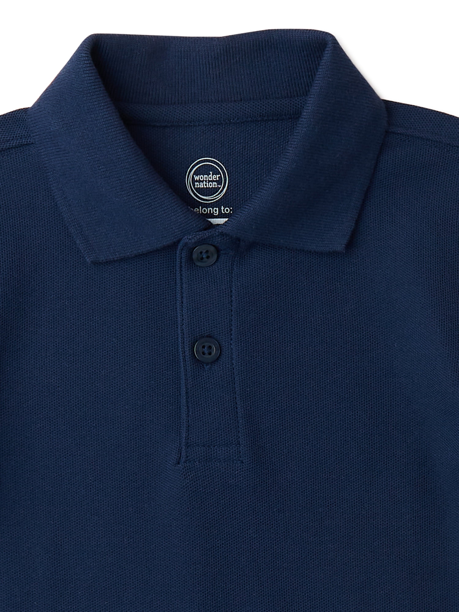 Wonder Nation Toddler Boys School Uniform Short Sleeve Pique Polo Shirt, 2-Pack, Sizes 2T - 5T