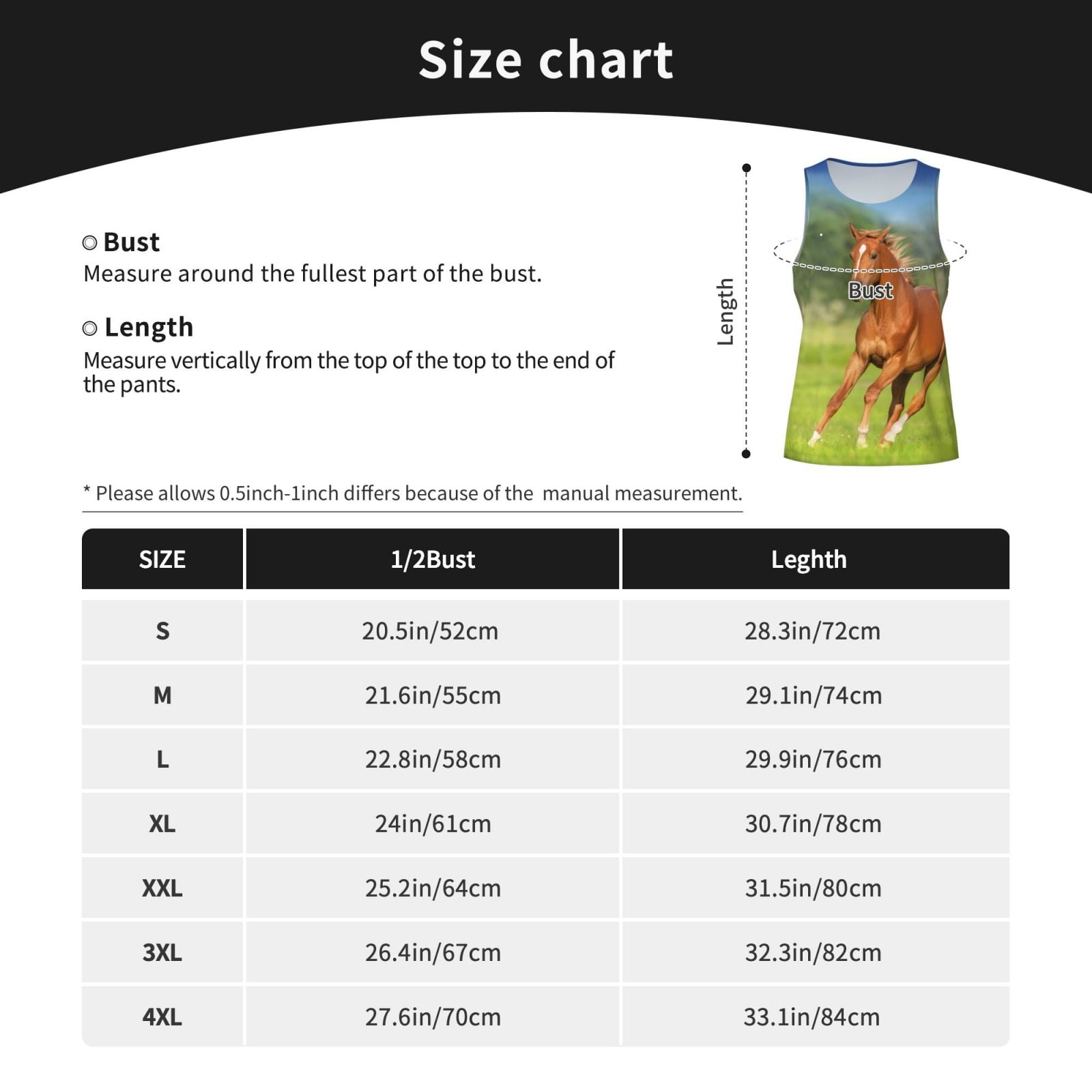 Gukieu horse running freely Print Men's Quick Dry Fitness Vest, Round Neck Sleeveless Fitness Bodybuilding Top-Medium