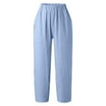 thumbnail image 4 of Akiihool Womens Pants Women's Wide Leg Long Pants High Waist Drawstring Loose Light Weight Fit Casual Trousers Comfy Pants (Blue,XXL), 4 of 5