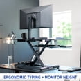 thumbnail image 2 of VIVO Black Electric 47" Standing Desk Monitor Riser, Dual Arm Sit Stand Tabletop, 2 of 8
