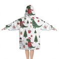 thumbnail image 2 of White Cartoon Christmas Dinosaurs Sweaters Pattern Blanket Hoodies for Kids 6-13YR Oversize Wearable Blanket Hoodies for Boys Girls Teens, 2 of 7