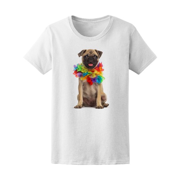 Pug Wearing A Hawaiian Lei Tee Men's -Image by Shutterstock