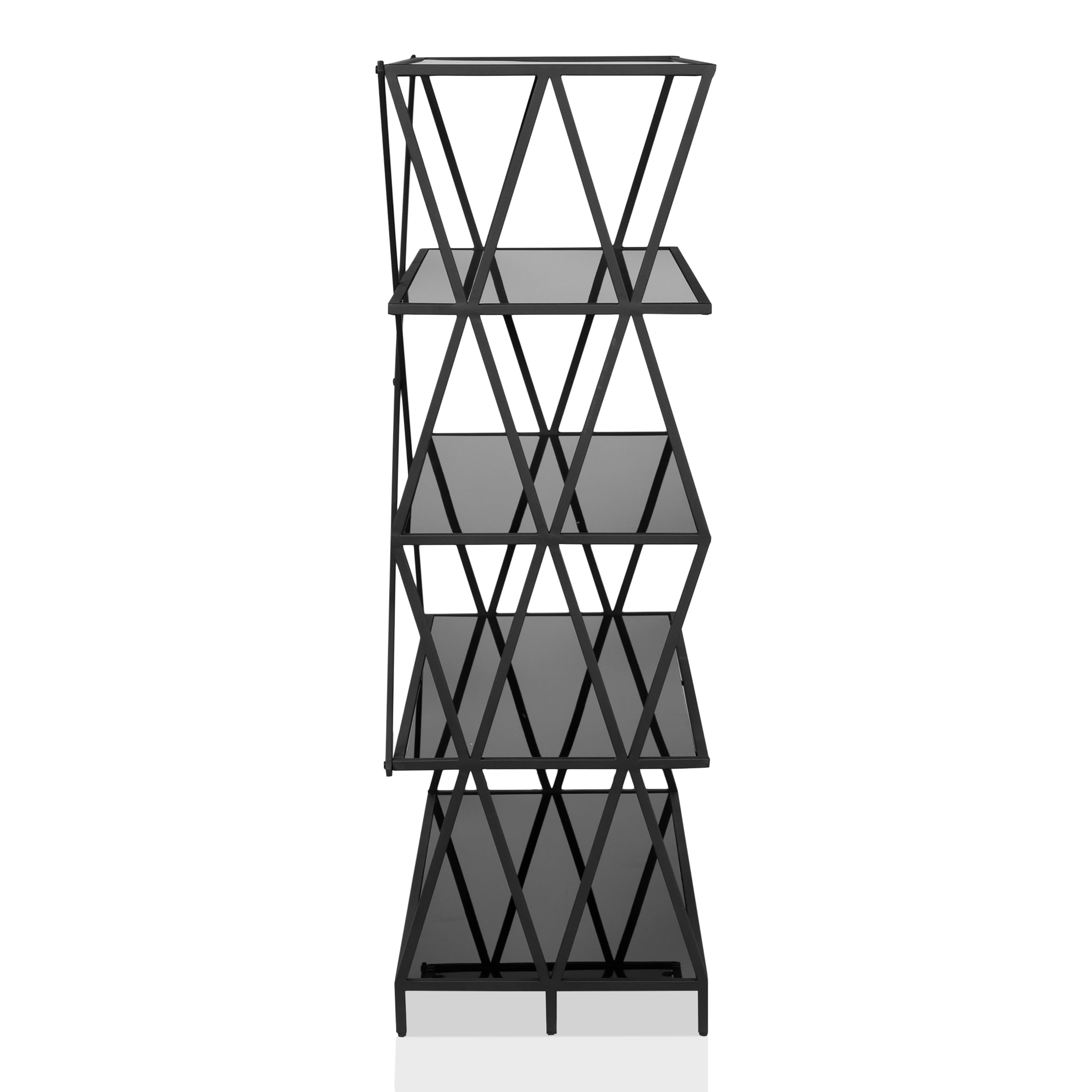 Furniture of America Valette 5-Shelf Large Bookcase, Black