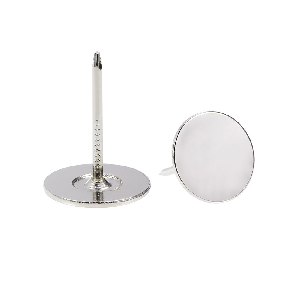 Uxcell 19mmx25mm Flat Head Furniture Nails Silver Tone Upholstery Nails