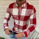 thumbnail image 1 of Blusa y camisa de manga larga con cuello vuelto para hombre, estilo informal, a la moda, con estampado de celosía y botones, con bolsillo tipo cárdigan, blusa de manga larga con cuello vuelto, blusa d, 1 of 6