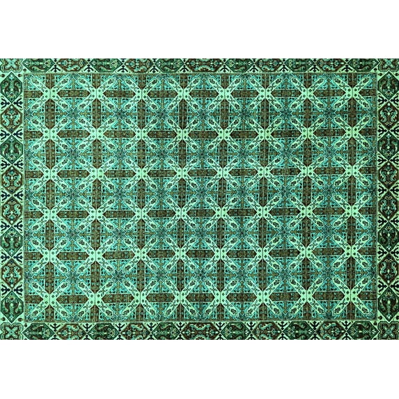 Ahgly Company Indoor Rectangle Abstract Turquoise Blue Modern Area Rugs, 5' x 8'