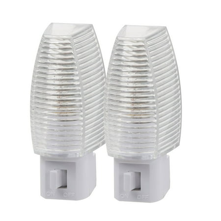 2 Pack Night Lights On Off Switch Bright White Light Nite Wall Plug Home