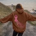 thumbnail image 2 of GEWSEY Women Hoodies Cancer Awareness Support Pink Ribbon with Butterfly Graphic Top Sweatshirt (Brown, XXL), 2 of 5