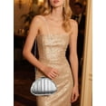 thumbnail image 2 of Deago Women's Shell Shaped Clutch Purse Ruched Mini Crossbody Bag Elegant Evening Handbag with Chain Strap (Silver), 2 of 9