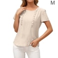 thumbnail image 4 of Guardurnaity Mujer Camiseta Verano Cuello Manga Corta Volantes Casual Top Suelto Prendas para la parte del cuerpo albaricoque M, 4 of 6