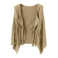thumbnail image 6 of Women's Casual Jackets 2025 Fringe Vest Women Suede Open-Front Vintage Vest Sleeveless 70s Hippie Clothes Boho Western Jacket, 6 of 8