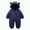 Navy, variant on Baby Boys and Girls Plush Jumpsuit Hooded Fleece Rompers Long Sleeve Zipper Onesie Outwear for Toddler(Pink,D)